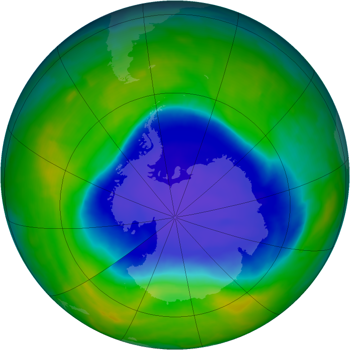 Antarctic ozone map for 04 November 2008